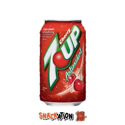7UP USA Cherry - Bevanda gassata al gusto 7up e ciliegia 355 ml - Snackation