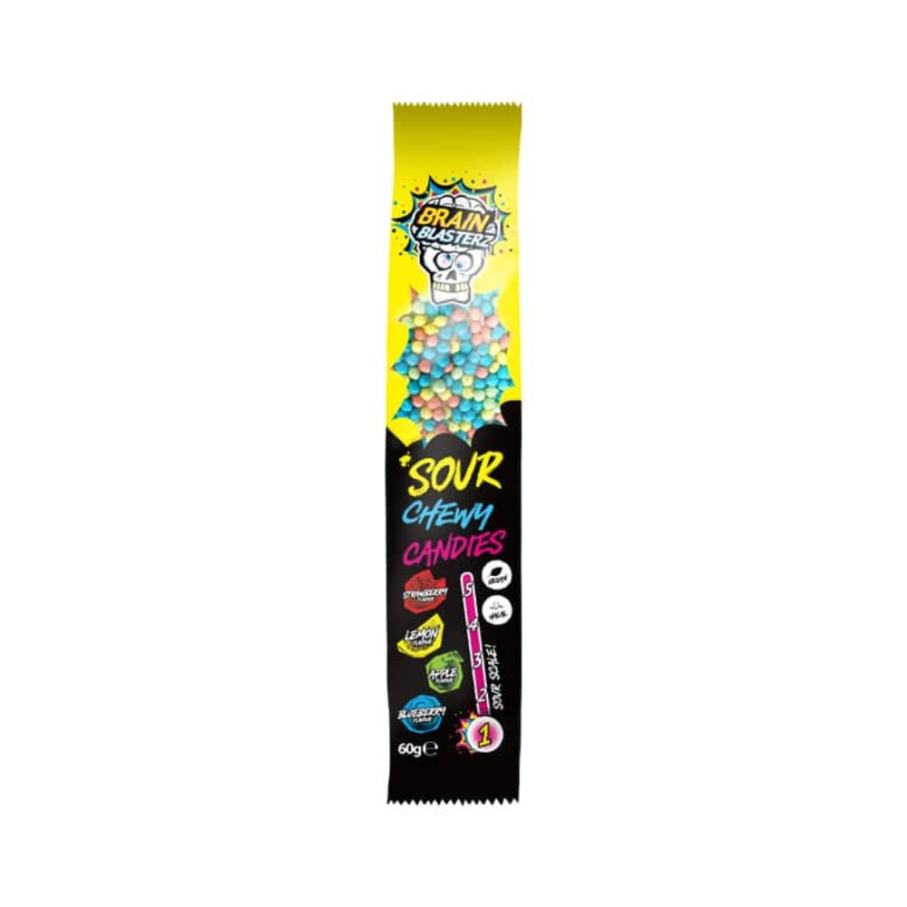 BRAIN BLASTERZ Super Sour Chewy Candies – Caramelle alla frutta super aspre 60g