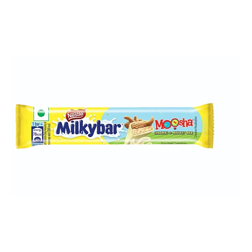 NESTLE' Milkybar Choo MOOSHA , Questa deliziosa barretta è il perfetto equilibrio di cioccolato bianco cremoso Milkybar con una divertente aggiunta di marshmallow soffici 18gr