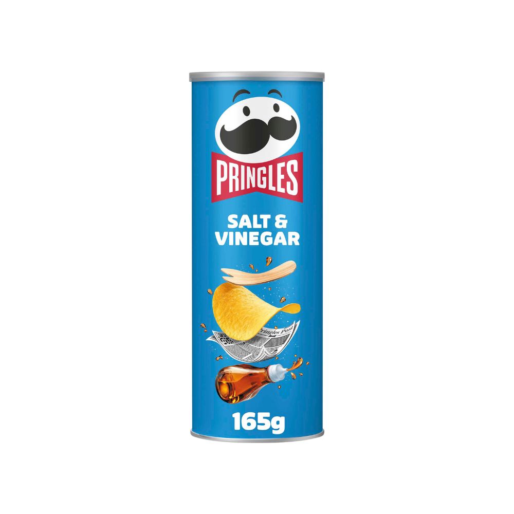PRINGLES Salt & Vinegar, salt and vinegar -Patatine al gusto di Sale e Aceto 165g VEGAN