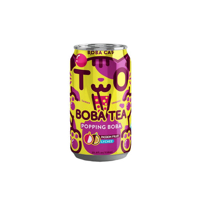 BOBA CAT BOBA TEA Frutto della passione e lychee Popping Boba -Bevanda al gusto di frutto della passione e lychee e boba 320 ml
