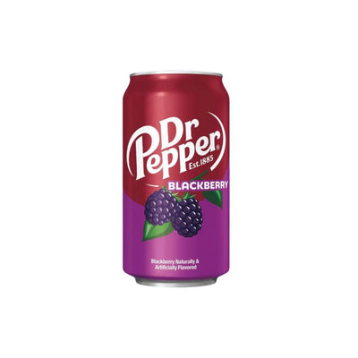 DR PEPPER USA Blackberry, è una variante fruttata del classico Dr Pepper, con l’aggiunta di un delicato sapore di mora nera 355 ml