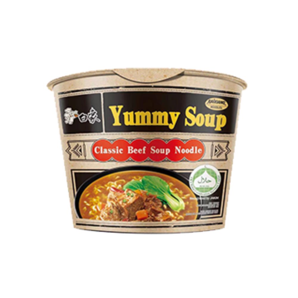BAIXIANG YUMMY SOUP bowl Instant Ramen Noodle Classic Beef Soup – Noodles/ramen al gusto zuppa di manzo 126g