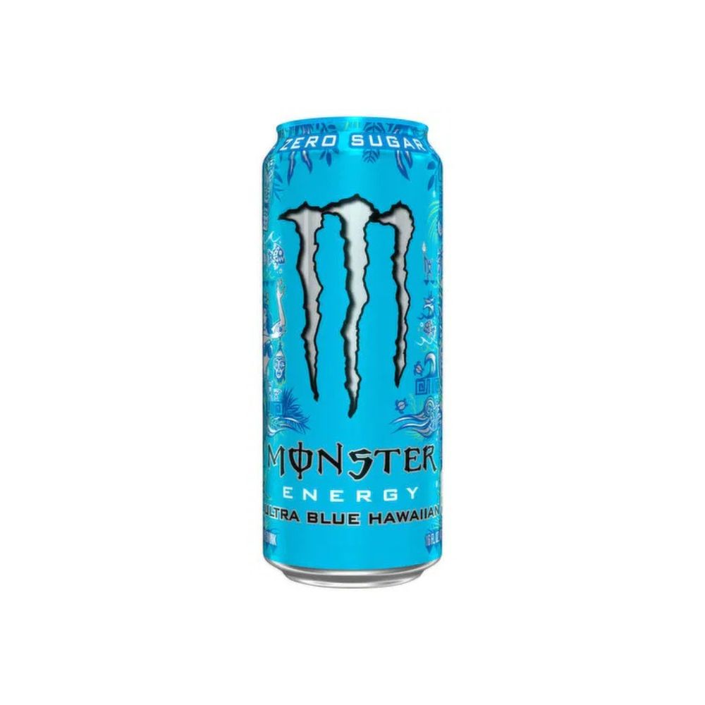 MONSTER ENERGY Ultra Blue Hawaiian.-Un mix fruttato a base di ananas, mango e un tocco di cocco 473ml