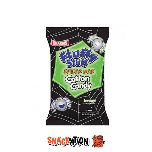 CHARMS Fluffy Stuff Spider Web Cotton Candy Sour Apple - Zucchero Filato gusto mela verde 60 gr - Snackation