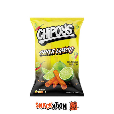 Chipoys Chile Limon - Patatina di mais arrotolate al gusto di lime e peperoncino 113.4 gr - Snackation