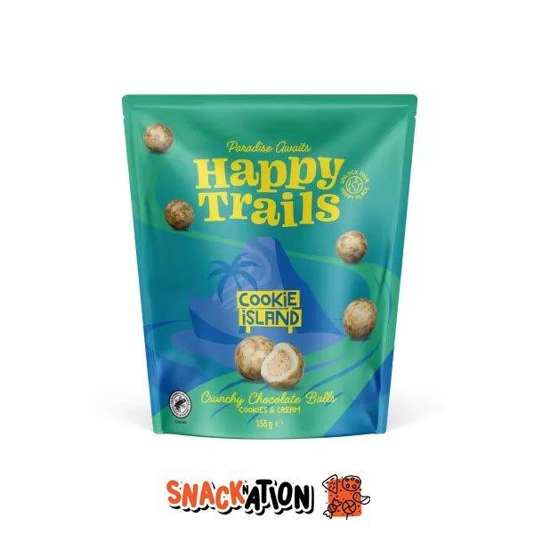 HAPPY TRAILS Cookie Island - Palline di cioccolato bianco e cookie n cream 155 gr - Snackation