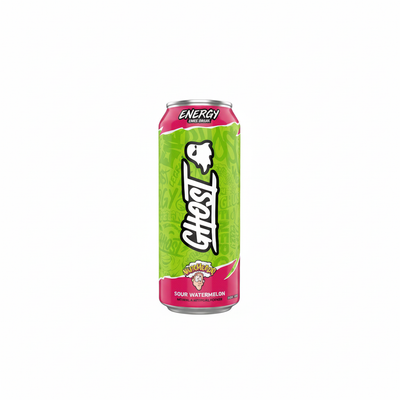 Ghost Energy x Warheads Sour Watermelon Zero 500 ml su sfondo bianco