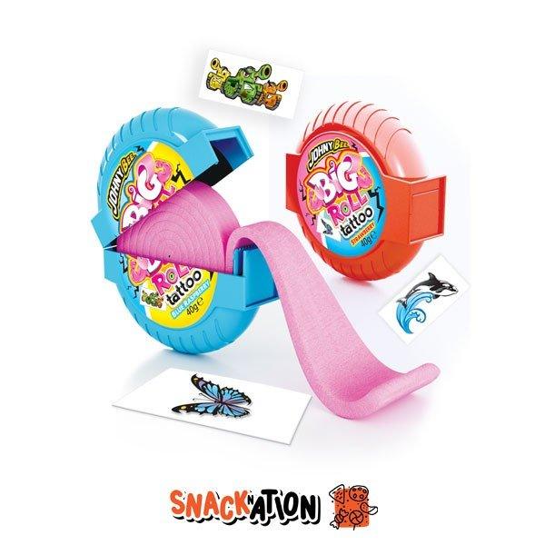 JOHNY BEE Big Roll Tattoo - Maxi Bubble Gum + Tattoo 40 gr - Snackation