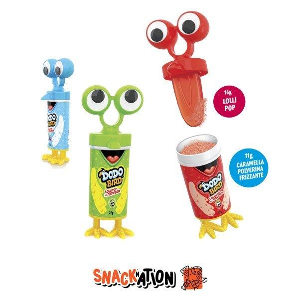 JOHNY BEE Dodo Bird - Lecca Lecca con caramella in polvere frizzante 27 gr - Snackation