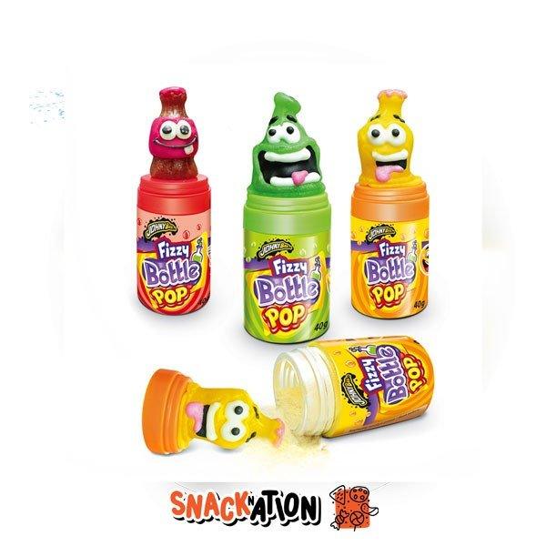 JOHNY BEE Fizzy Bottle Pop - Lecca lecca vari gusti con polverina frizzante a immersione 40 gr - Snackation