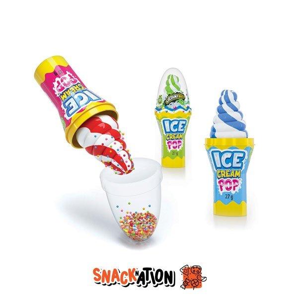 JOHNY BEE Ice Cream Pop - Lecca lecca vari gusti con cono mini caramelle 27 gr - Snackation