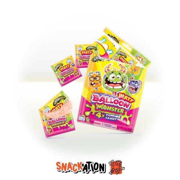 JOHNY BEE Party Ballon Monster - Caramelle alla fragola e Palloncini 8 gr - Snackation