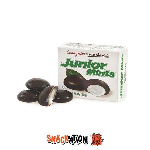JUNIOR MINTS MINIS - Cioccolatini ripieni di crema alla menta 10 gr - Snackation