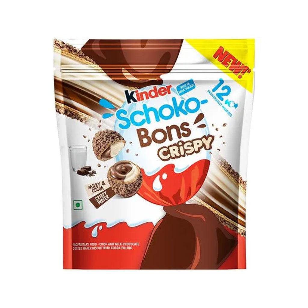Kinder Schoko-Bons Crispy - Ovetti di wafer ripieni di crema al latte e al cioccolato 67 gr - Snackation