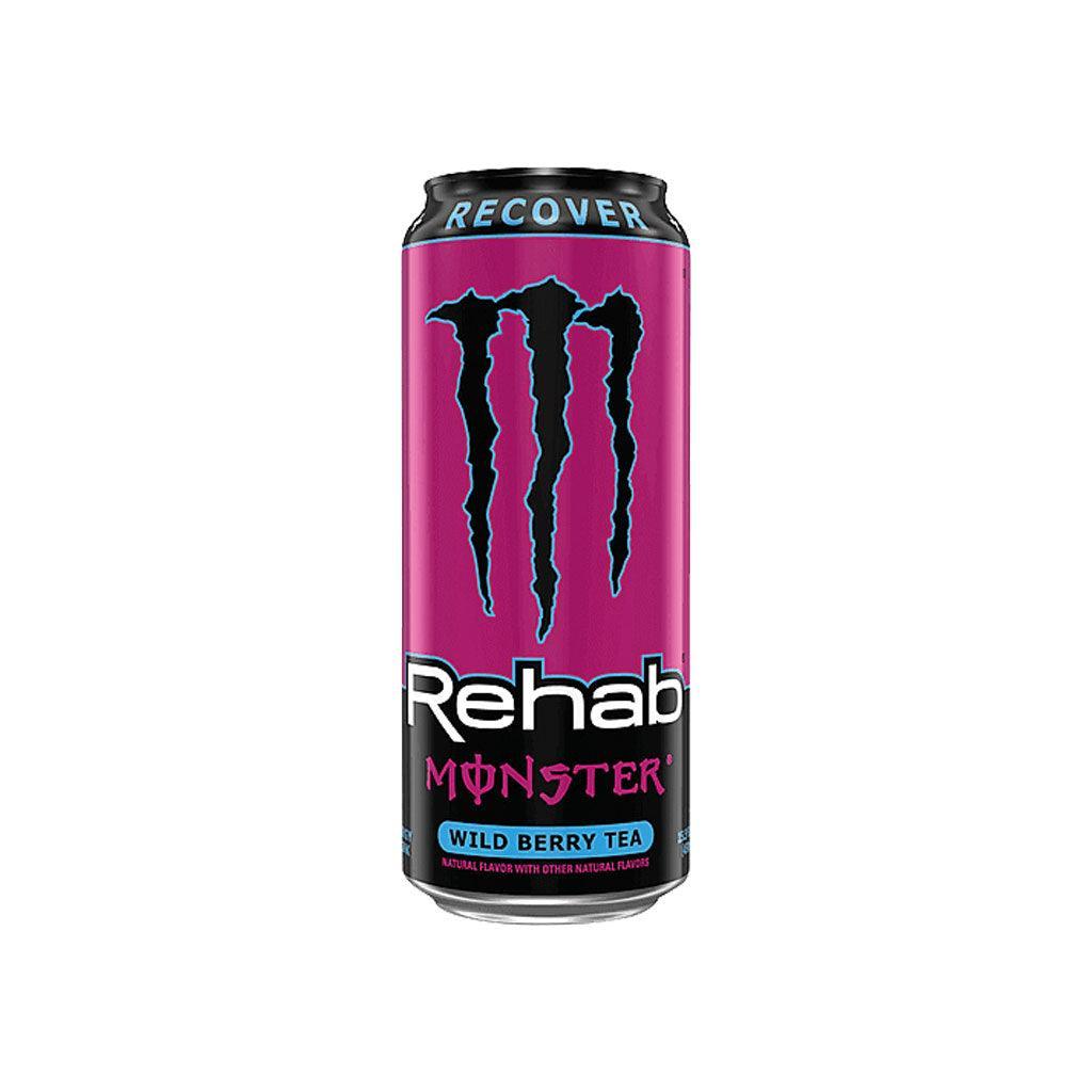 MONSTER ENERGY Rehab Recover Wild Berry Tea LEGGERMENTE AMMACCATA - Bevanda Energetica al gusto di Tè ai frutti selvatici 458 ml - Snackation