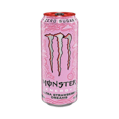 MONSTER ENERGY Ultra Strawberry Dreams USA LEGGERMENTE AMMACCATA - Bevanda Energetica al gusto di Fragola senza zucchero 473 ml - Snackation