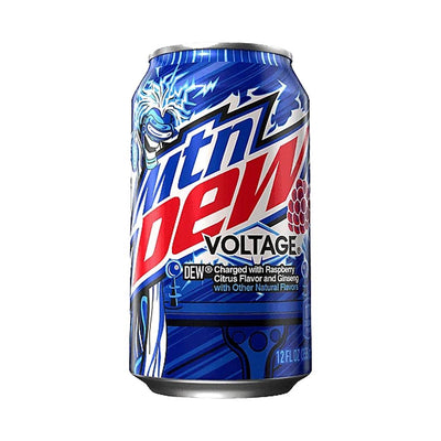 MOUNTAIN DEW Usa Voltage - Bevanda gassata al gusto Mountain Dew, lampone e ginseng 355 ml - Snackation