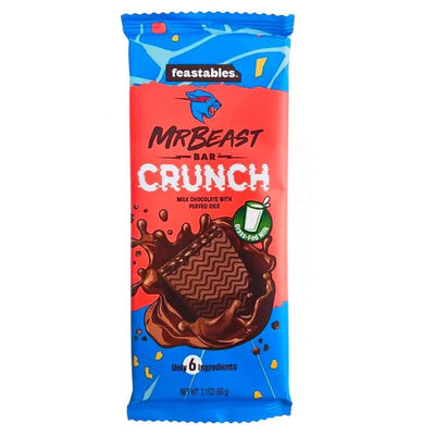MRBEAST Feastables Bar Crunch - Tavoletta di cioccolato al latte ripiena di riso soffiato 60 gr - Snackation