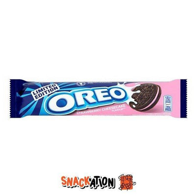 OREO Strawberry Cheesecake - Biscotti al cioccolato ripieni di Cheesecake alle fragole 154 gr - Snackation