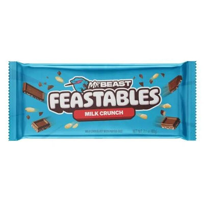 MrBeast Feastables Milk Crunch 60g – Cioccolato Croccante-combina la cremosità del cioccolato al latte con la croccantezza del riso soffiato 60g