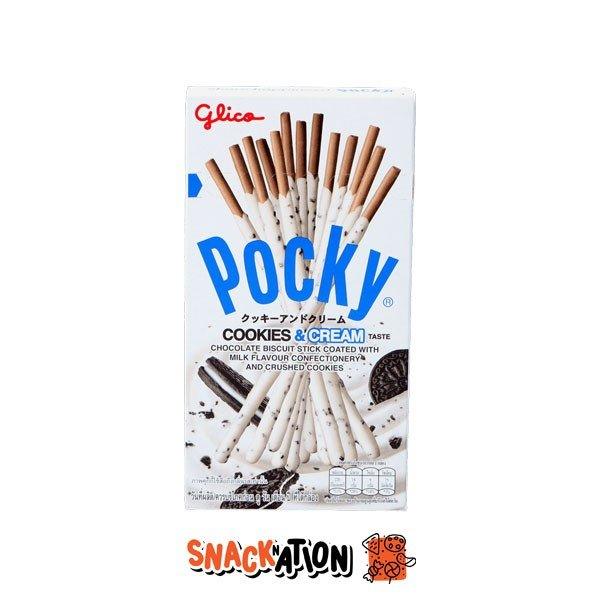 POCKY Cookies & Cream - Stick di cioccolato bianco e biscotti 45 gr - Snackation