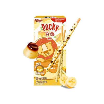 POCKY Lion Banana & Pudding - Stick integrale ricoperto di cioccolato bianco alla banana e budino 35 gr - Snackation
