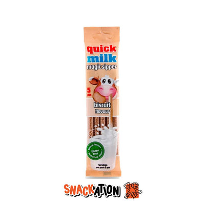 QUICK MILK Magic Sipper Biscuit - Cannucce con perline al gusto di Biscotto 30 gr - Snackation