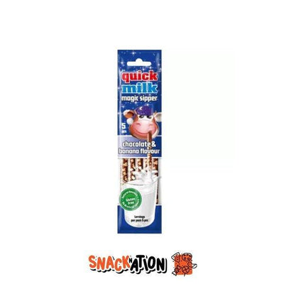 QUICK MILK Magic Sipper Chocolate & Banana - Cannucce con perline al gusto di cioccolato e banana 30 gr - Snackation