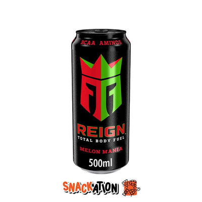 REIGN USA Melon Mania ZERO SUGAR – Bevanda Energetica al gusto di anguria, melone e cantalupo 500 ml - Snackation