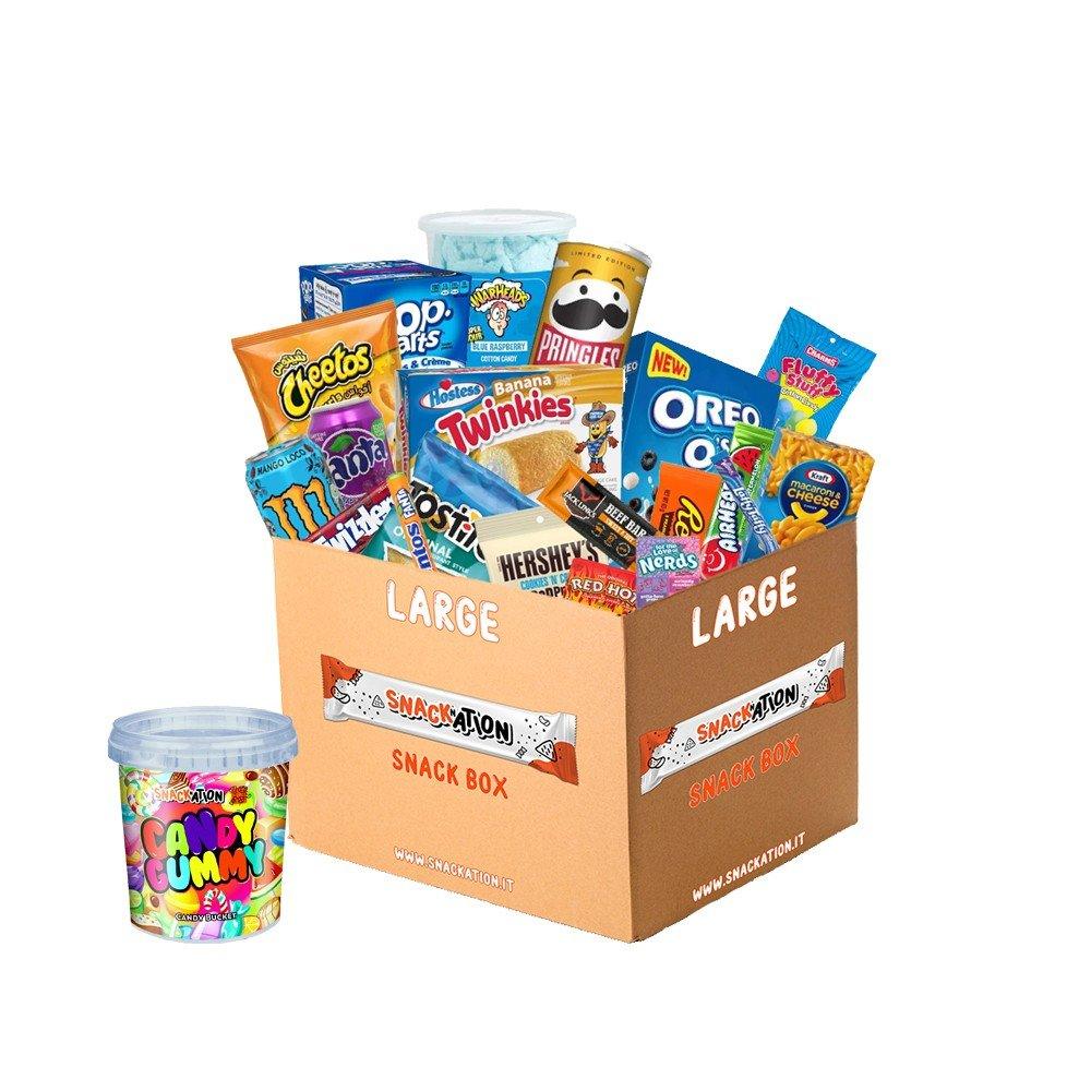 SNACKATION BOX LARGE da almeno 50 prodotti internazionali: dolce, salato e bevande - Snackation