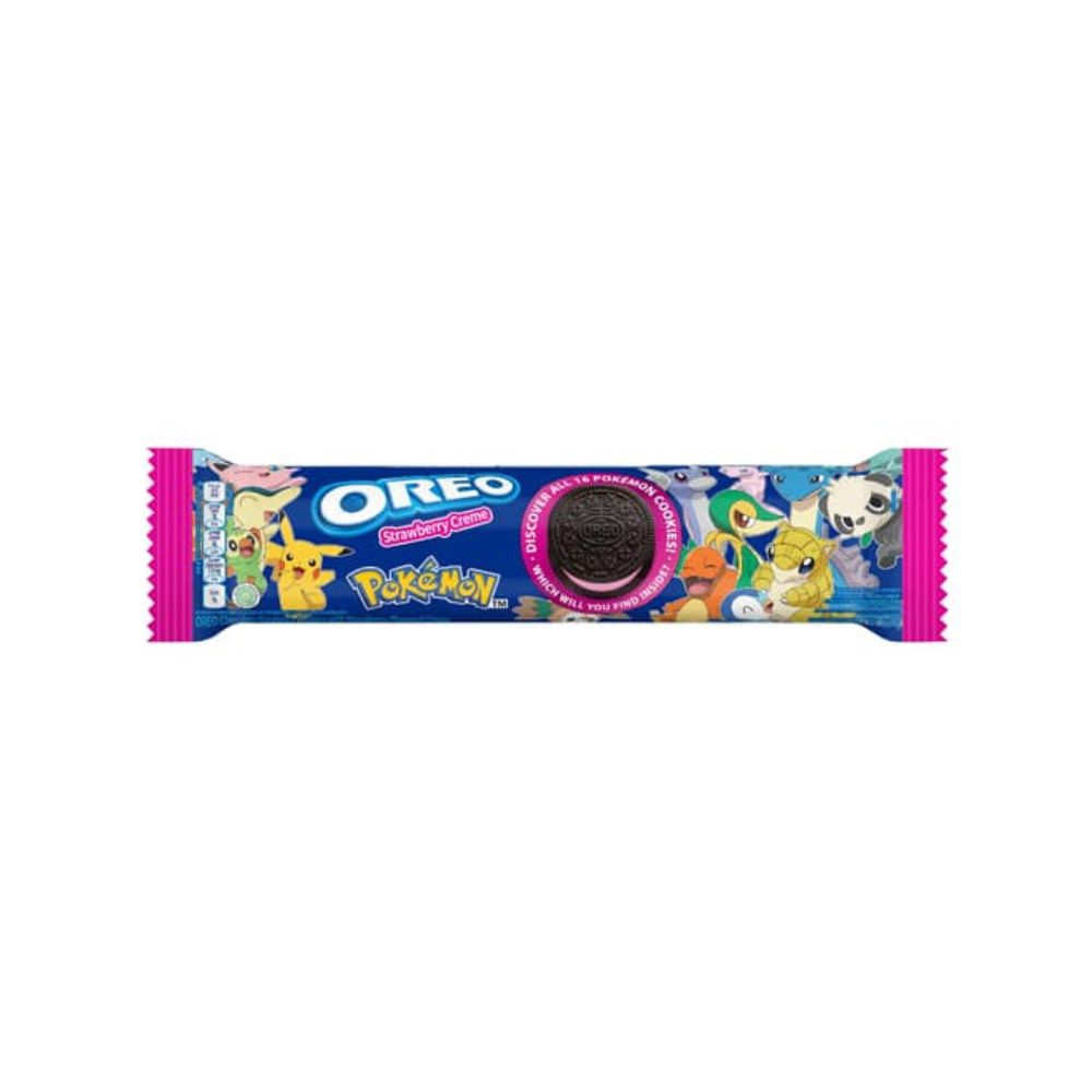 OREO Pokemon Strawberry Cream-Biscotto al cioccolato con Crema alla fragola 120g