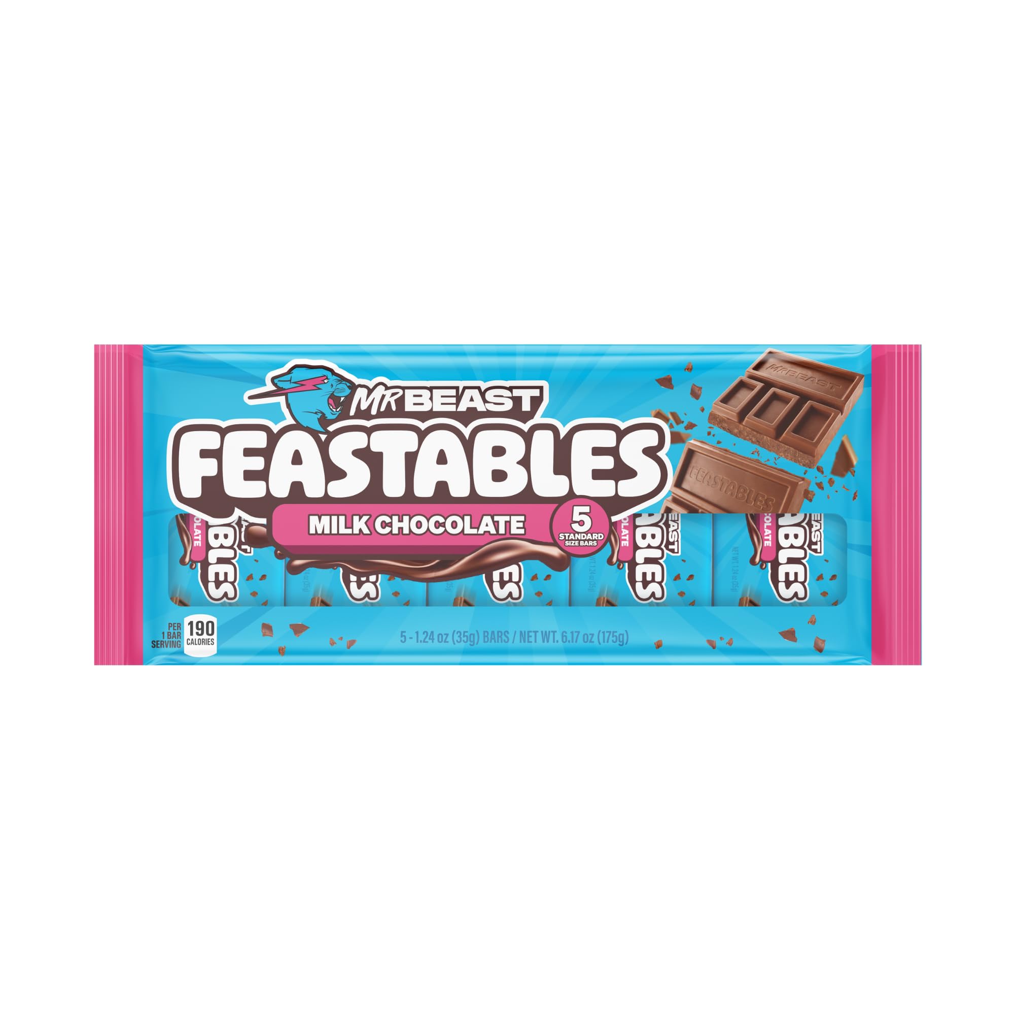MrBeast Feastables Milk Chocolate- barretta ufficiale creata con soli 4 ingredienti naturali per un gusto cremoso, puro e irresistibile. 60g