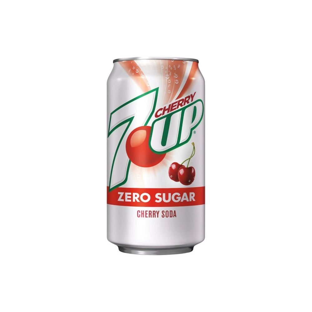 7UP  Zero Sugar Cherry Soda USA - Bevanda gassata al gusto 7UP e ciliegia senza zucchero 355 ml