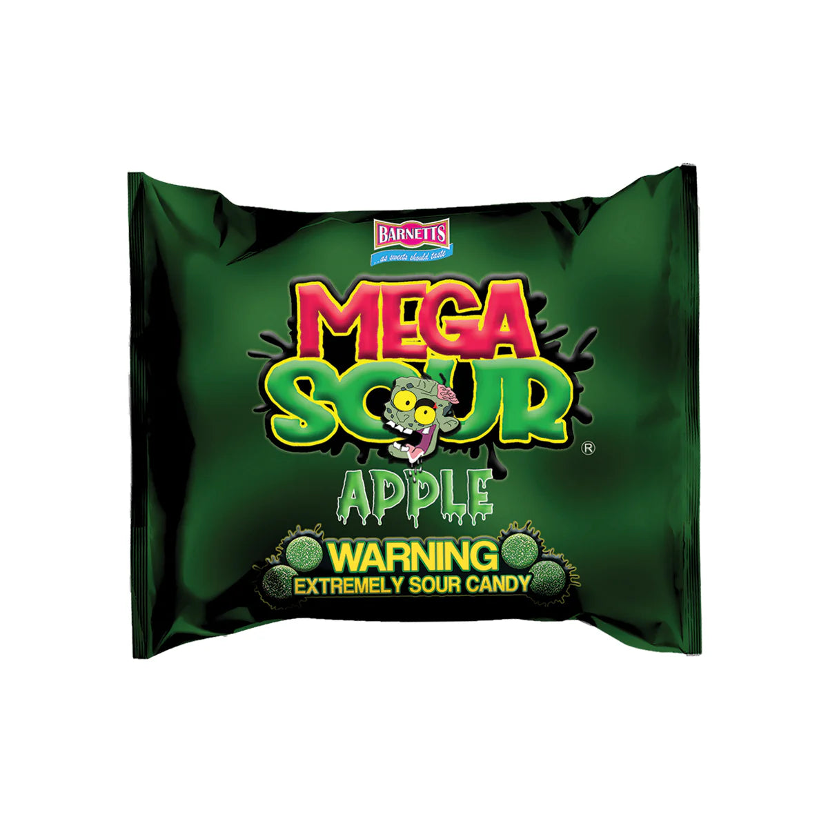 BARNETTS  Mega Sour Apple 104g – Caramelle Extra Acide Gusto Mela Verde (Edizione Limitata)