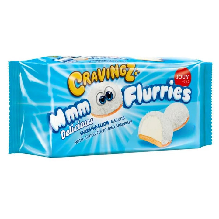 JOUY&CO Cravingz Flurries Cocos - Biscotti con marshmallow e ricoperti di scaglie di cocco 100 gr