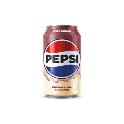 PEPSI Cream Soda – Vaniglia 330 ml che unisce il gusto classico della Pepsi con una nota dolce e cremosa di vaniglia.