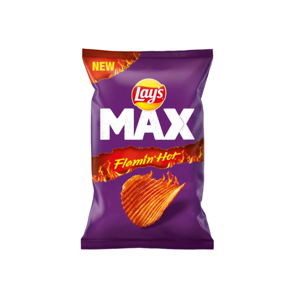 LAY'S Max Flamin' Hot Chips rigate e super croccanti della linea Max con un condimento Flamin’ Hot intensamente piccante 150gr