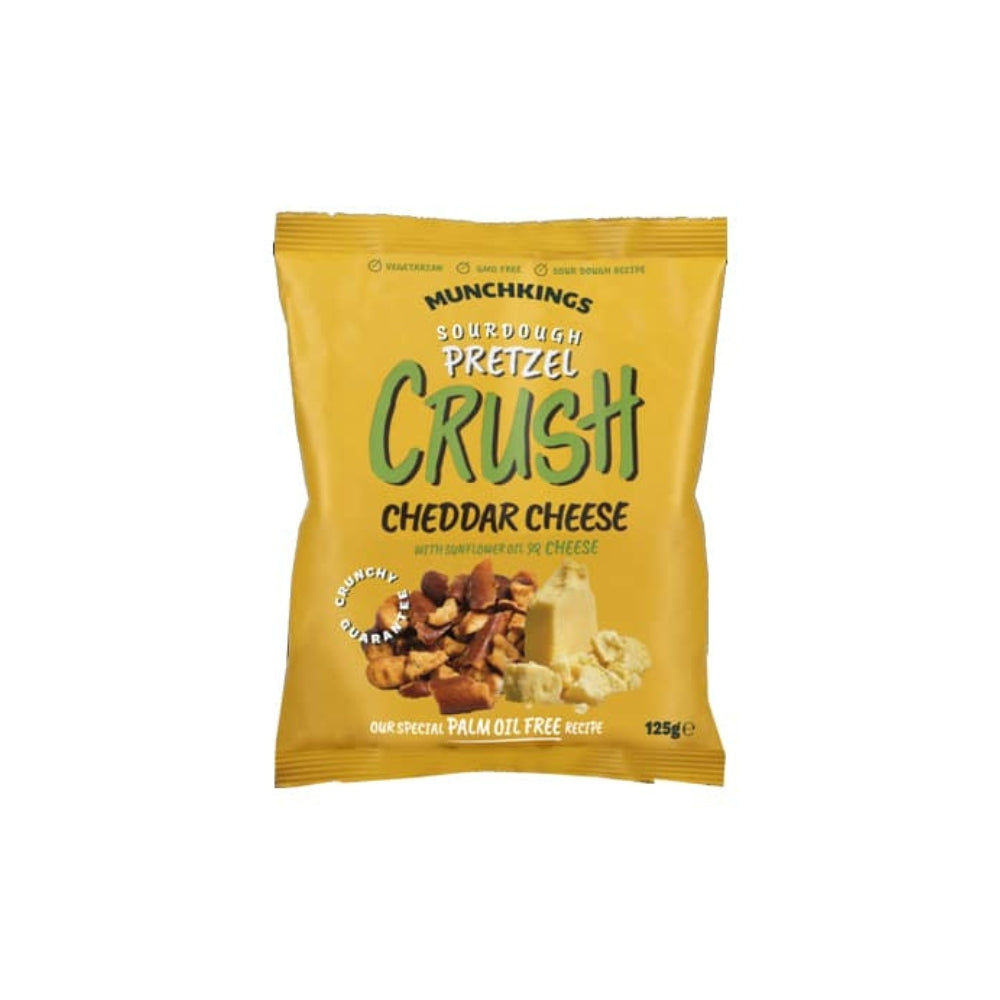 MUNCHKINGS Pretzel Crush – Formaggio Cheddar, Pretzel Croccante al Gusto di Cheddar 125g