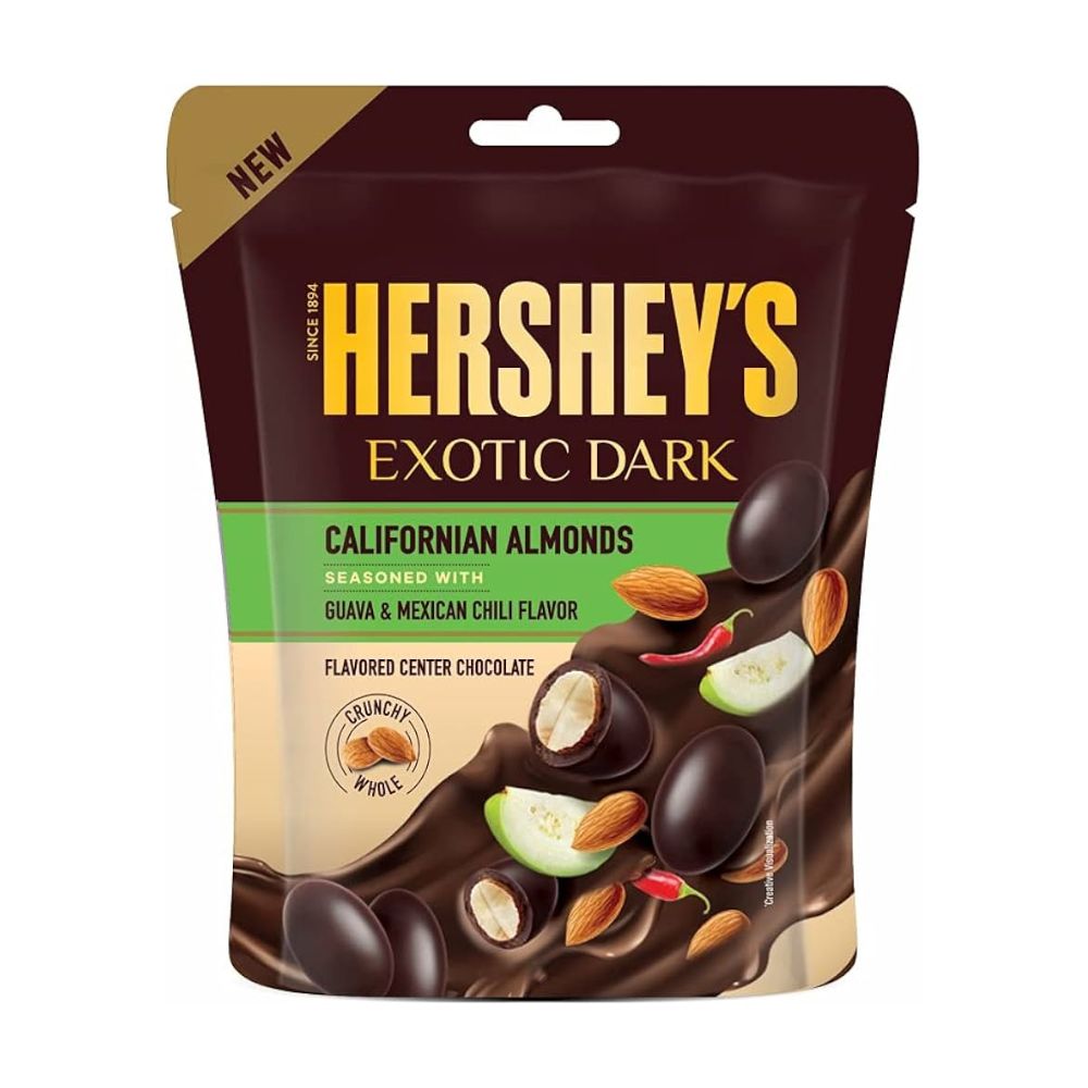 HERSHEY'S Exotic Dark Californian Almonds -Guava & Mexican Chili Flavor 90 Gr