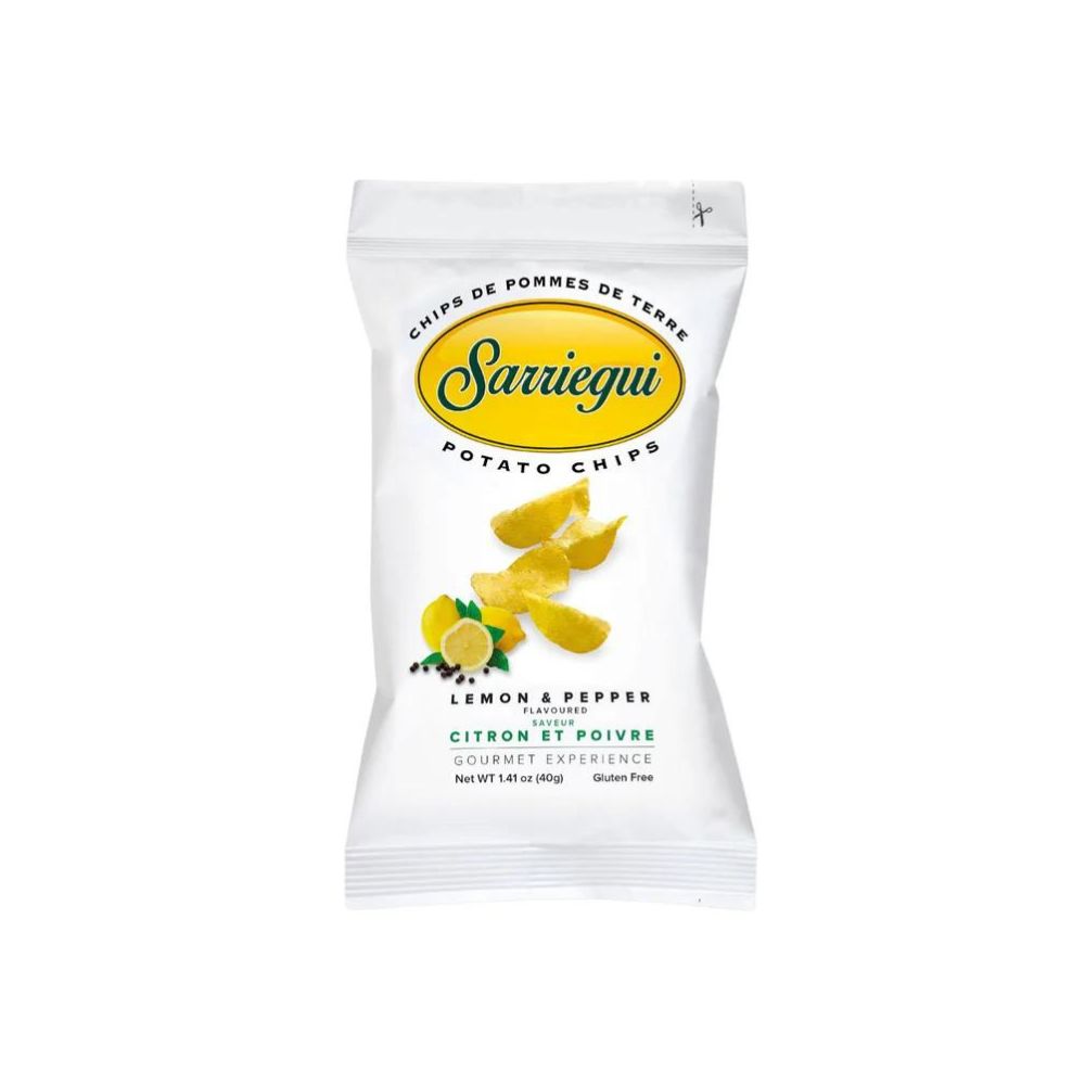 SARRIEGUI Potato Chips Lemon & Pepper - Patatine al Gusto di Limone e Pepe, 40g