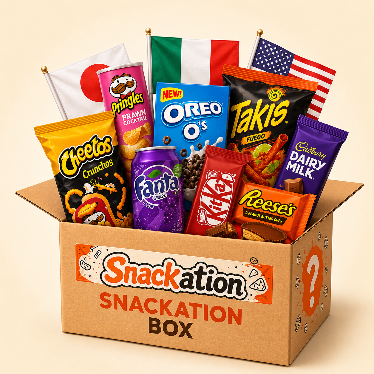 SNACKATION BOX X da almeno 100 prodotti internazionali: dolce, salato e bevande