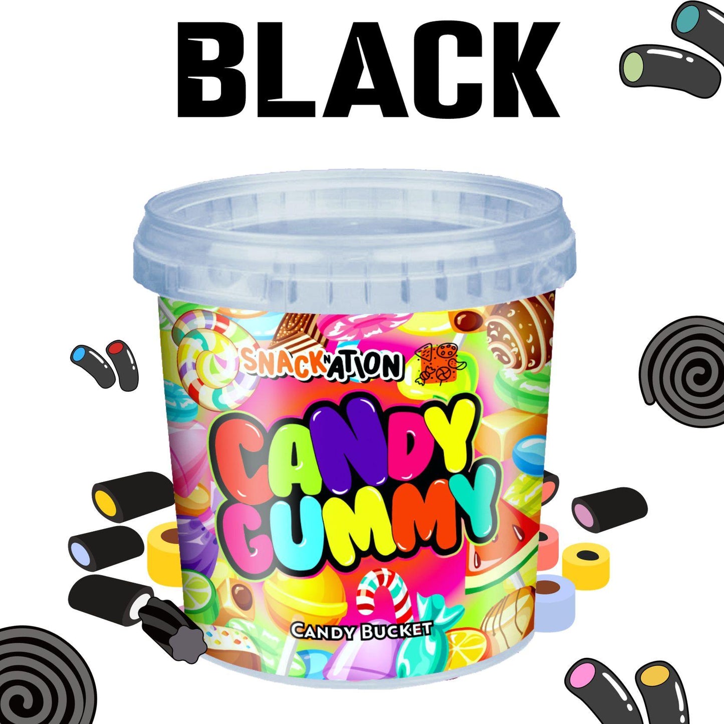 BLACK CANDY BUCKET - Secchiello di Caramelle Gommose alla Liquirizia - Snackation