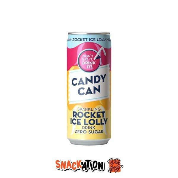 CANDY CAN Rocket Ice Jolly Zero Sugar - Bevanda frizzante al gusto di ananas, arancia e lampone 330 ml - Snackation