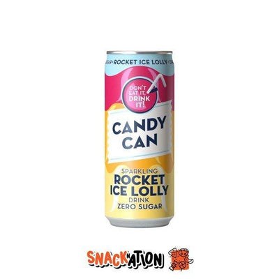 CANDY CAN Rocket Ice Jolly Zero Sugar - Bevanda frizzante al gusto di ananas, arancia e lampone 330 ml - Snackation