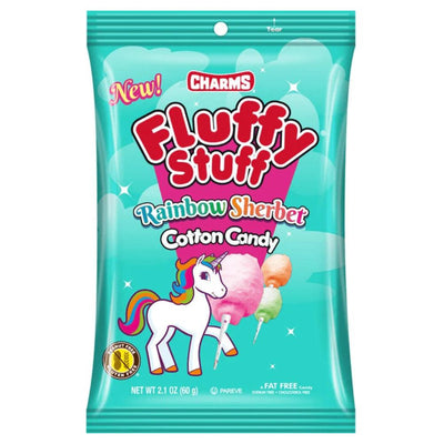 CHARMS Fluffy Stuff Rainbow Sherbet Cotton Candy - Zucchero Filato Arcobaleno 60 gr - Snackation
