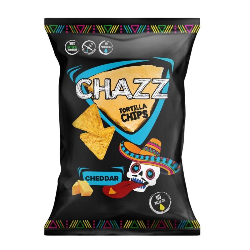 CHAZZ Tortilla Chips Cheddar – Patatine di mais al gusto formaggio Cheddar 100g - Snackation