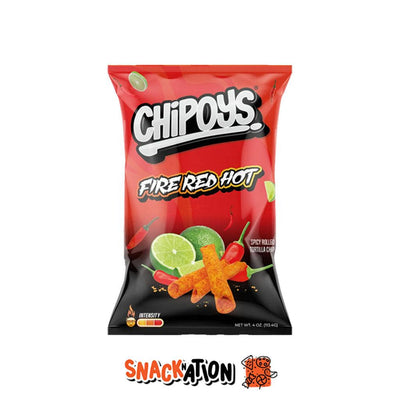 Chipoys Fire Red Hot - Patatina di mais arrotolate molto piccanti 113.4 gr - Snackation