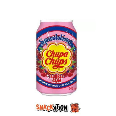CHUPA CHUPS SPARKLING CHERRY BUBBLE GUM - Bevanda gassata a bubble gum e ciliegia 345 ml - Snackation