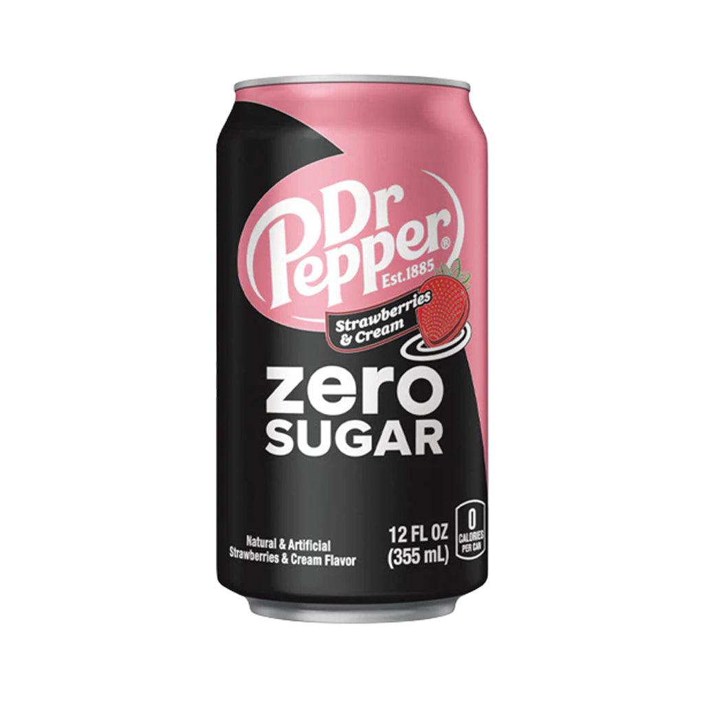 DR PEPPER USA Strawberries & Cream Zero - Bevanda Cremosa Dr Pepper panna e fragola Senza zucchero 355 ml - Snackation